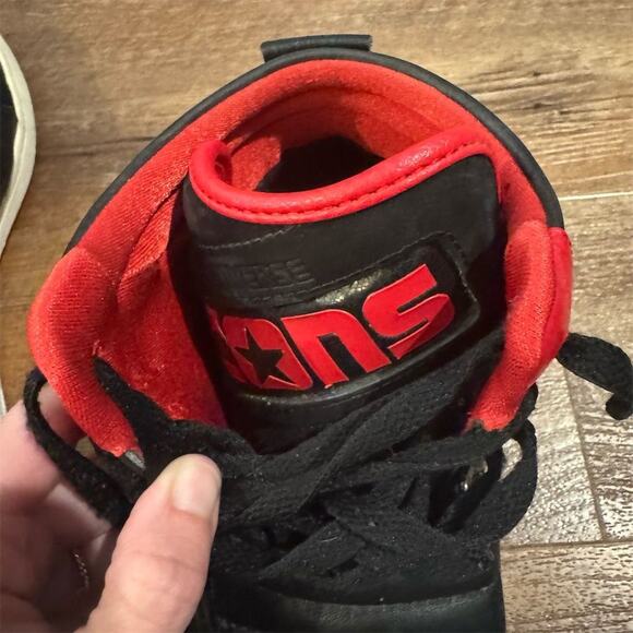 Converse Men's High-Top Basketball Sneakers Black Leather Size 12 Hook and Loop - Picture 7 of 13